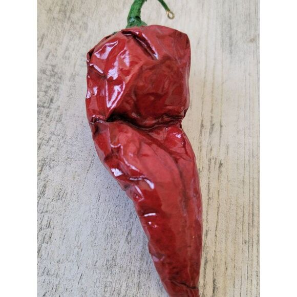 Paper mache Chili Pepper vintage ornament Xmas decor - Picture 5 of 7